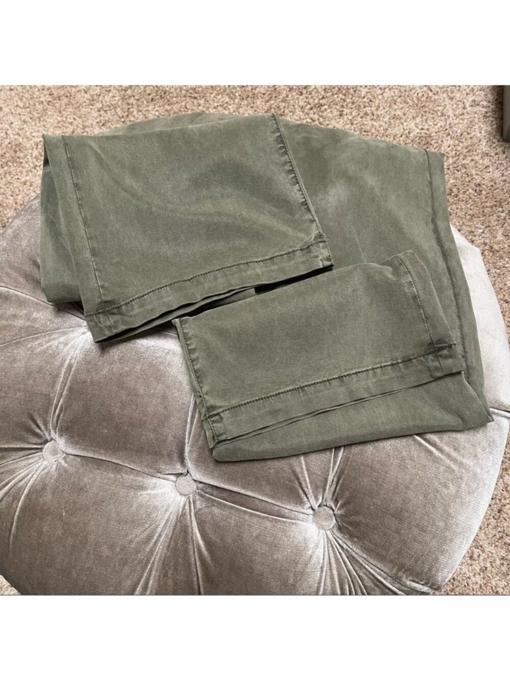 Paige VGUC Carly Wide Leg Pant Size 26 In Vintage Green With Drawstring Waist - Picture 13 of 16